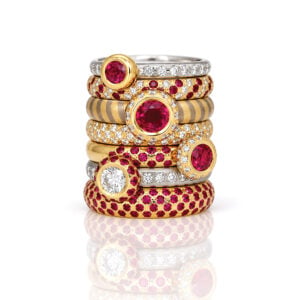 Modern natura ruby ring stack