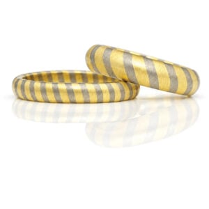 Diagonal stripe contemporary 18ct gold wedding ring