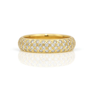 Chunky natural diamond pave set yellow gold ring