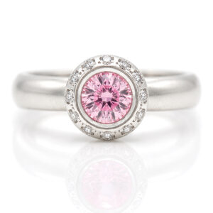 pink sapphire and diamodn halo engagement ring 1002