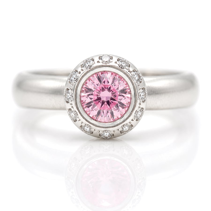pink sapphire and diamodn halo engagement ring 1002