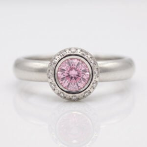 pink sapphire and diamodn halo engagement ring 1002