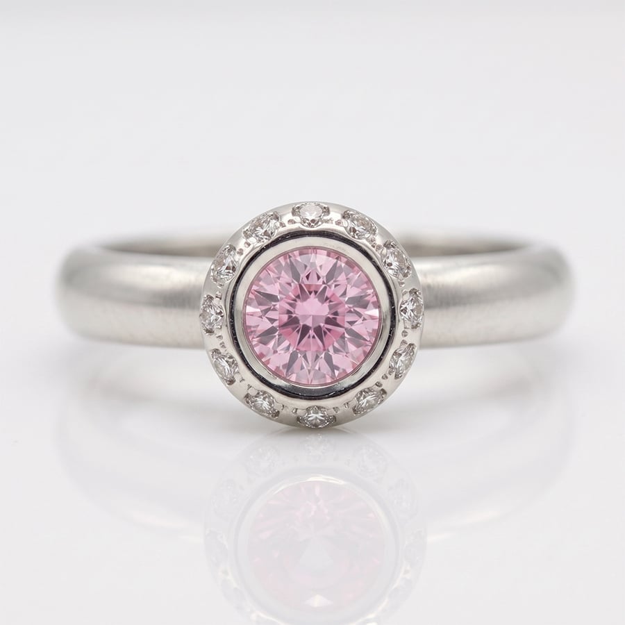 pink sapphire and diamodn halo engagement ring 1002