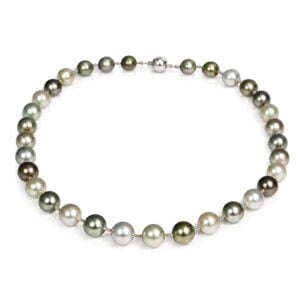 Grey diamonds alternating Tahitian pearl modern necklace