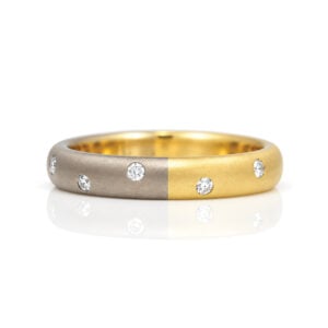 18ct gold yellow and white gold eternity wedding ring flush set natural diamonds David Ashton 0930