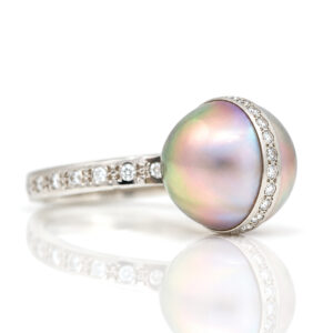 Tahitian pearl diamond ring