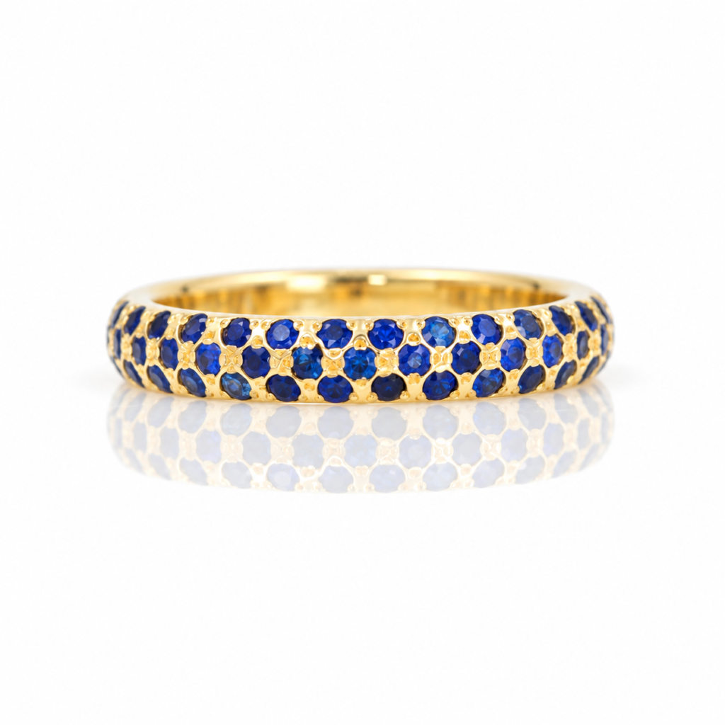 sapphire eternity ring pave set