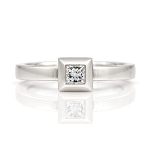 Modern princess cut diamond engagement ring Platinum David Ashton 0555