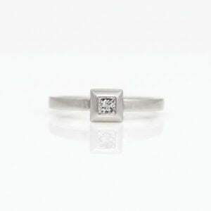 Modern princess cut diamond engagement ring Platinum David Ashton 0555
