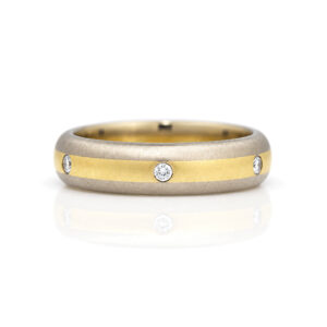 modern wedding eternity ring flush set diamonds mixed metal 18 ct gold 0711 David Ashton