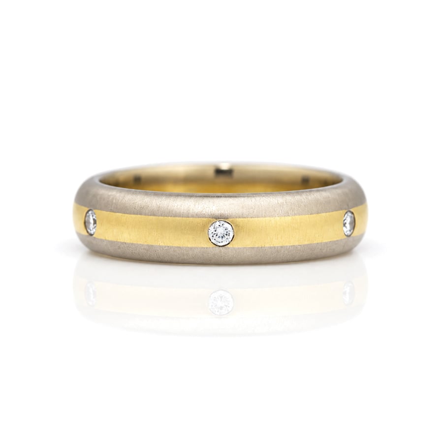 modern wedding eternity ring flush set diamonds mixed metal 18 ct gold 0711 David Ashton