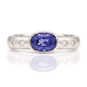 modern rub-over set purple sapphire ring 0714