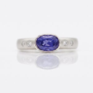 modern rub-over set purple sapphire ring 0714