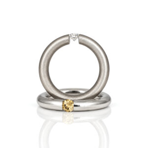 Platinum and natural diamond tension set engagement ring David Ashton 0921 Modern fine jewellery