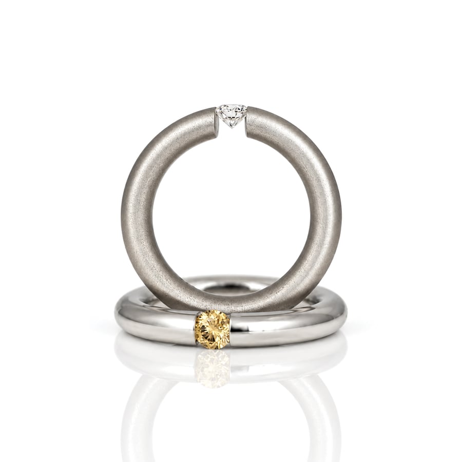 Platinum and natural diamond tension set engagement ring David Ashton 0921 Modern fine jewellery
