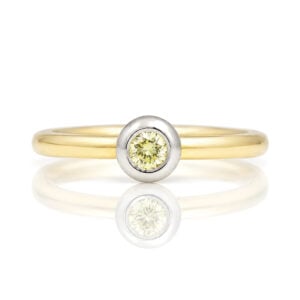 Natural yellow round diamond rub-over set solitaire ring David Ashton 0649 jewellery