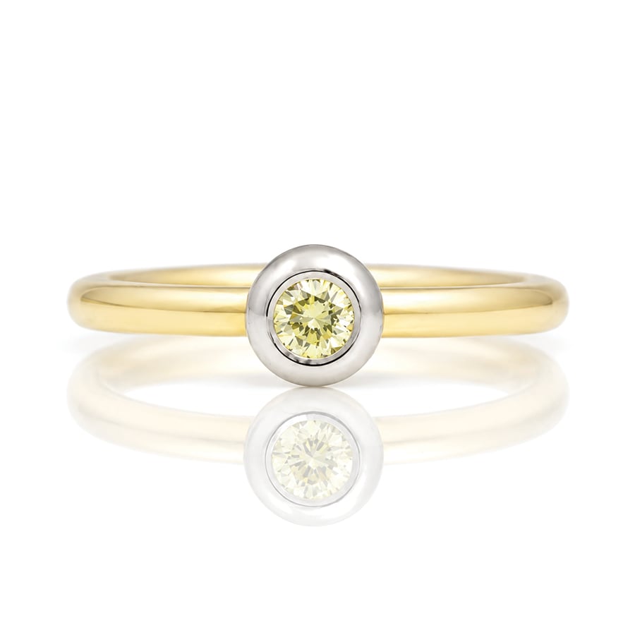 Natural yellow round diamond rub-over set solitaire ring David Ashton 0649 jewellery