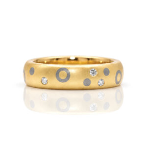 Brushed Gold Polka-Dot Diamond Ring