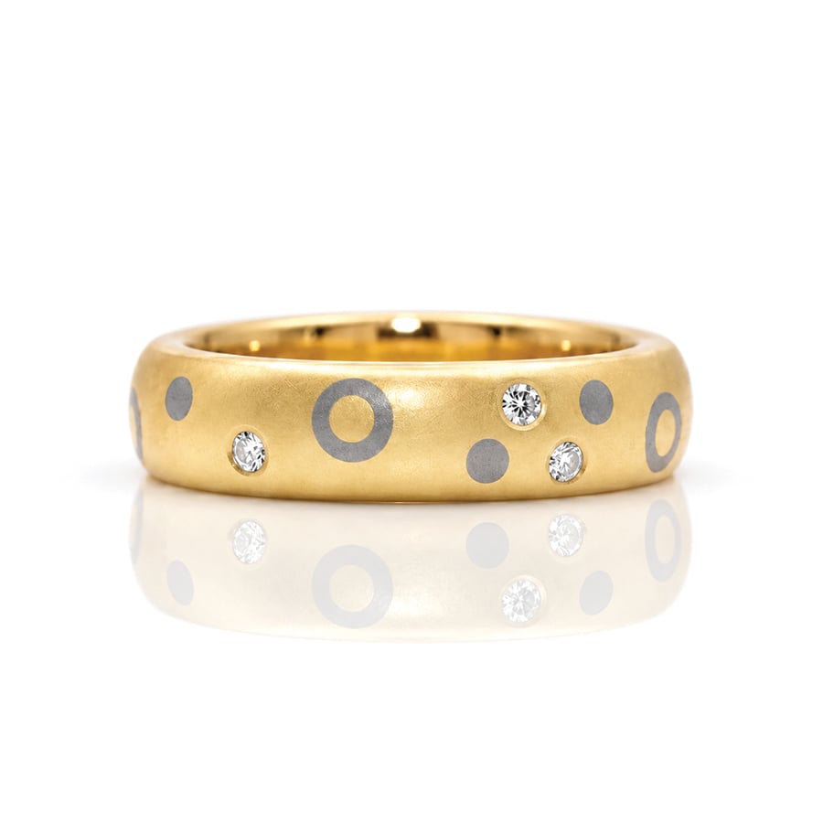 Brushed Gold Polka-Dot Diamond Ring