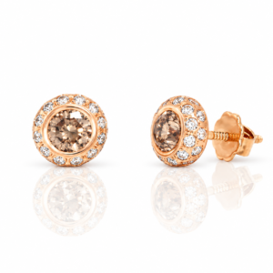 Natural pink champagne diamodn earstuds