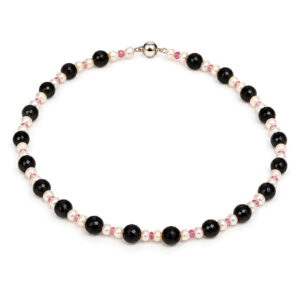 Pink sapphire, pear and spinel necklace Modern necklaces can be made to order David Ashton