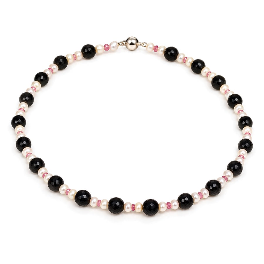 Pink sapphire, pear and spinel necklace Modern necklaces can be made to order David Ashton