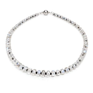 Fine quality faceted moonstone beads, alternating with faceted black spinel necklace David Ashton jewellery
