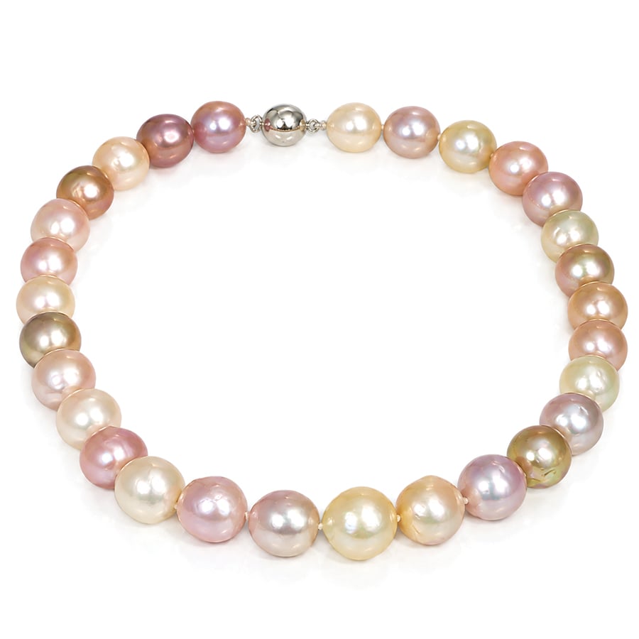 Round natural colour pastel shades of pearl necklace David Ashton jewellery