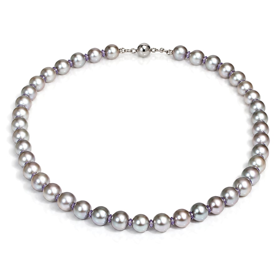Grey pearl and purple Tanzanite necklace David Ashton