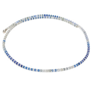 Faceted sapphires graduated from colourless to blue, alternating with faceted moonstone necklace David Ashton Jewellery