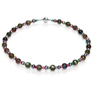 tourmaline labradorite black pearl necklace David Ashton