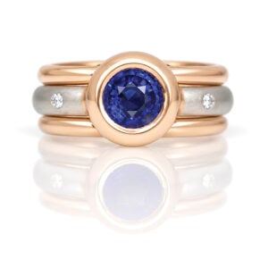 in modern rose gold with platinum triple band David Ashton 1021
