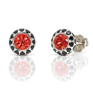 Orange and black diamond modern ear-studs