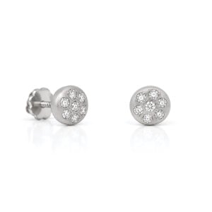 Modern diamond and platinum pave set ear-studs