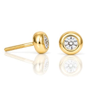 Natural diamond modern yellow gold ear-studs