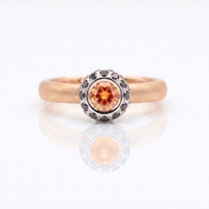 Orange sapphire modern engagement ring rose gold Platinum 0976