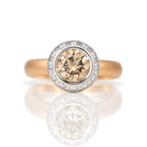 Natural pink champagne diamond engagement ring 0974