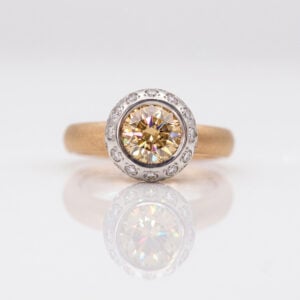 Natural pink champagne diamond engagement ring 0974