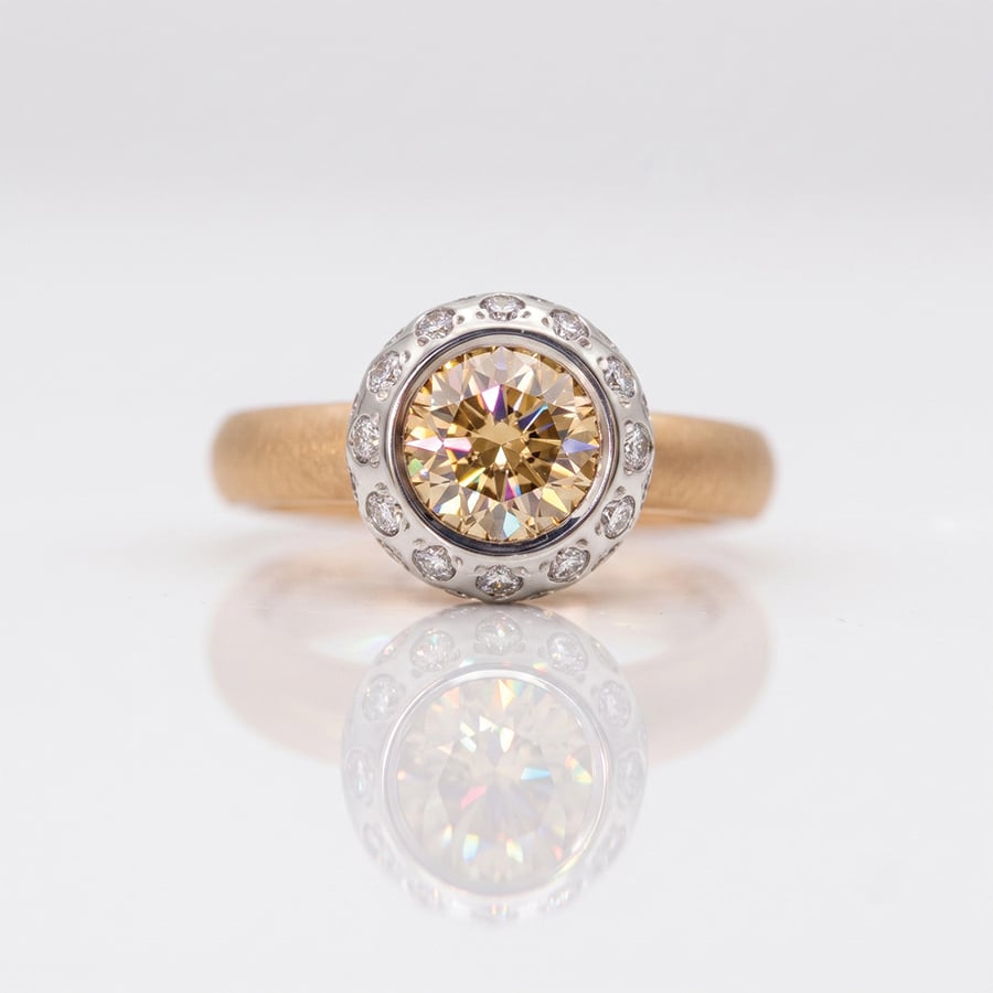 Natural pink champagne diamond engagement ring 0974