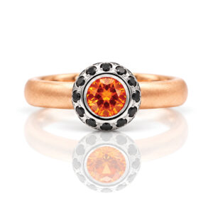 Orange sapphire modern engagement ring rose gold Platinum 0976