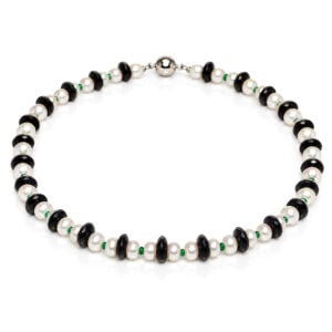 Emerald, pearl & spinel necklace. Made to comission in any langth and combination of naturl gemstones