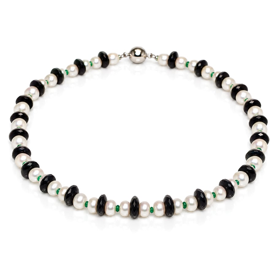 Emerald, pearl & spinel necklace. Made to comission in any langth and combination of naturl gemstones