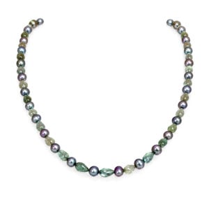 Labradorite briolette and grey pearl necklace