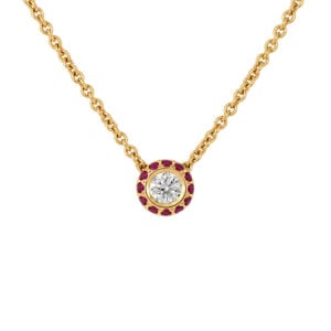 Diamond framed with rubies necklace
