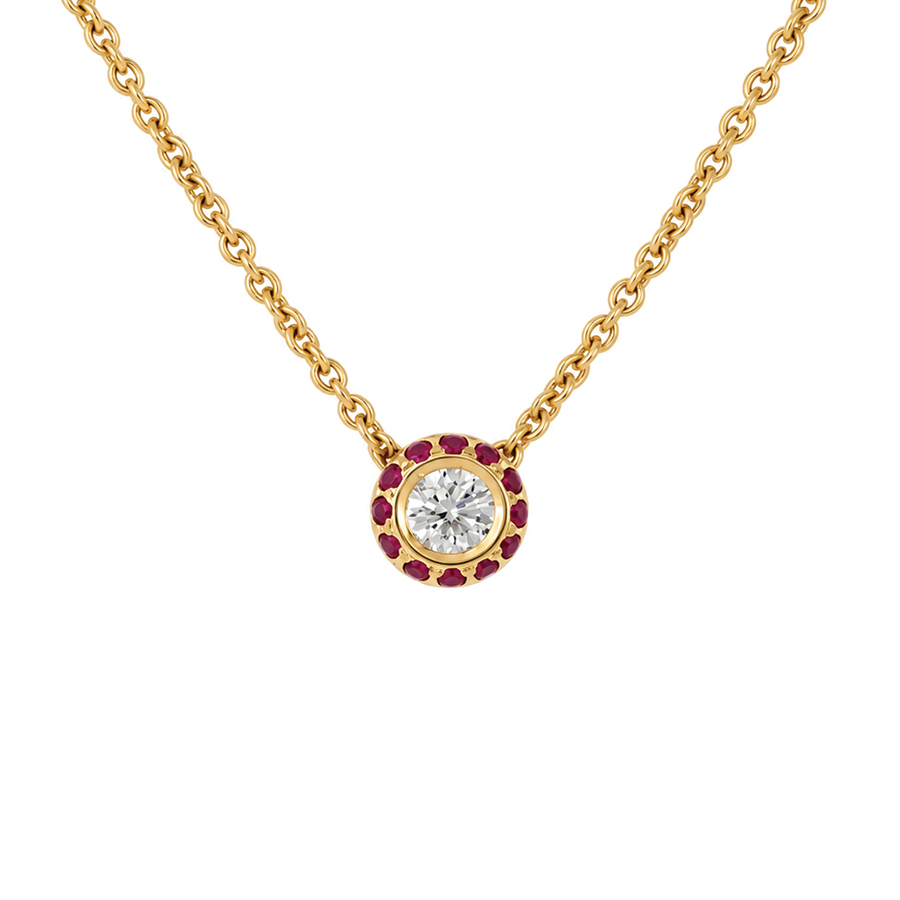 Diamond framed with rubies necklace