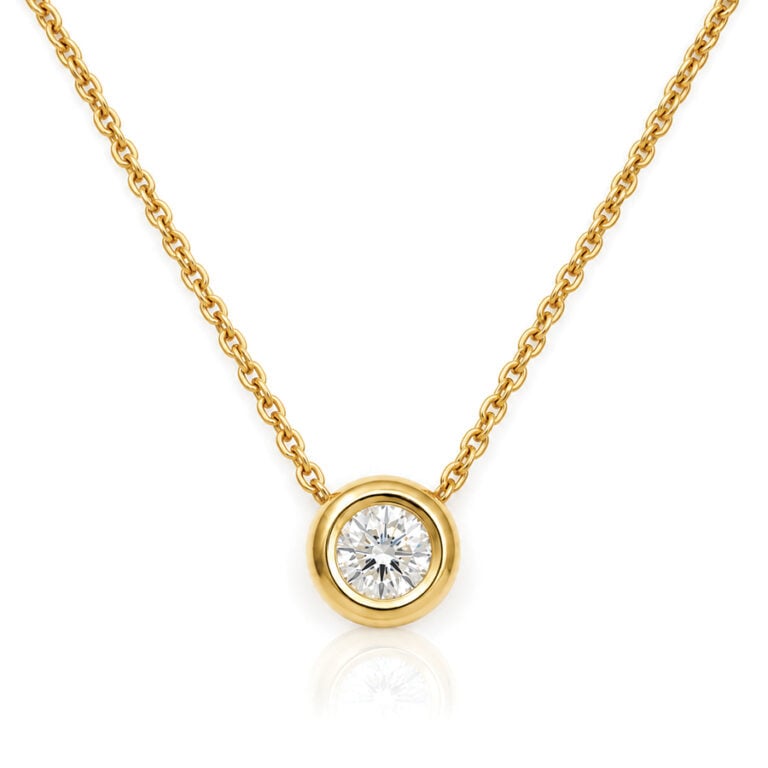 Modern rub-over set natural diamond pendent