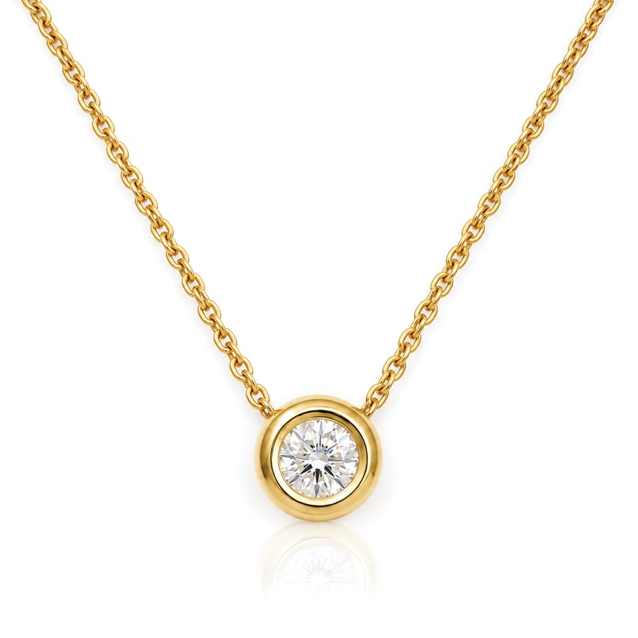 Modern rub-over set natural diamond pendent