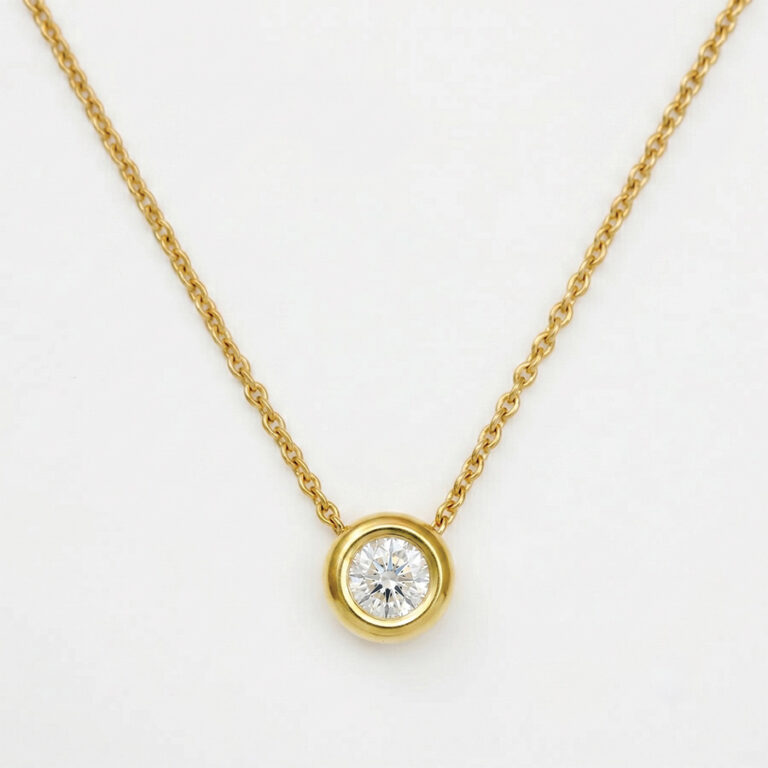 Diamond rub-over set in 18ct yellow gold necklace