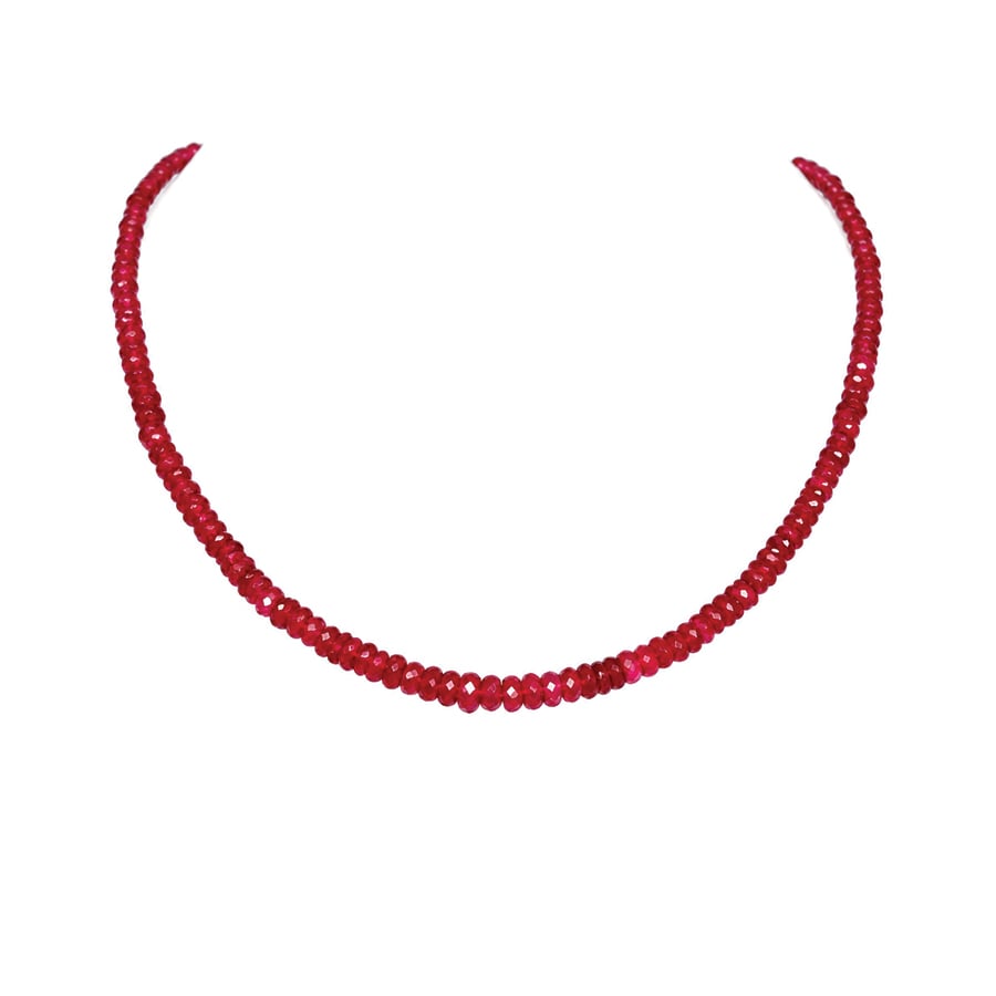 Simple ruby spinel beaded necklace
