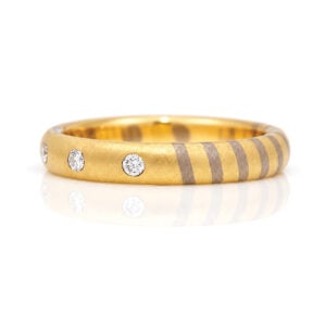 mixed metal ring yellow and white gold with diamonds modern wedding eternity ring David Ashton 0715